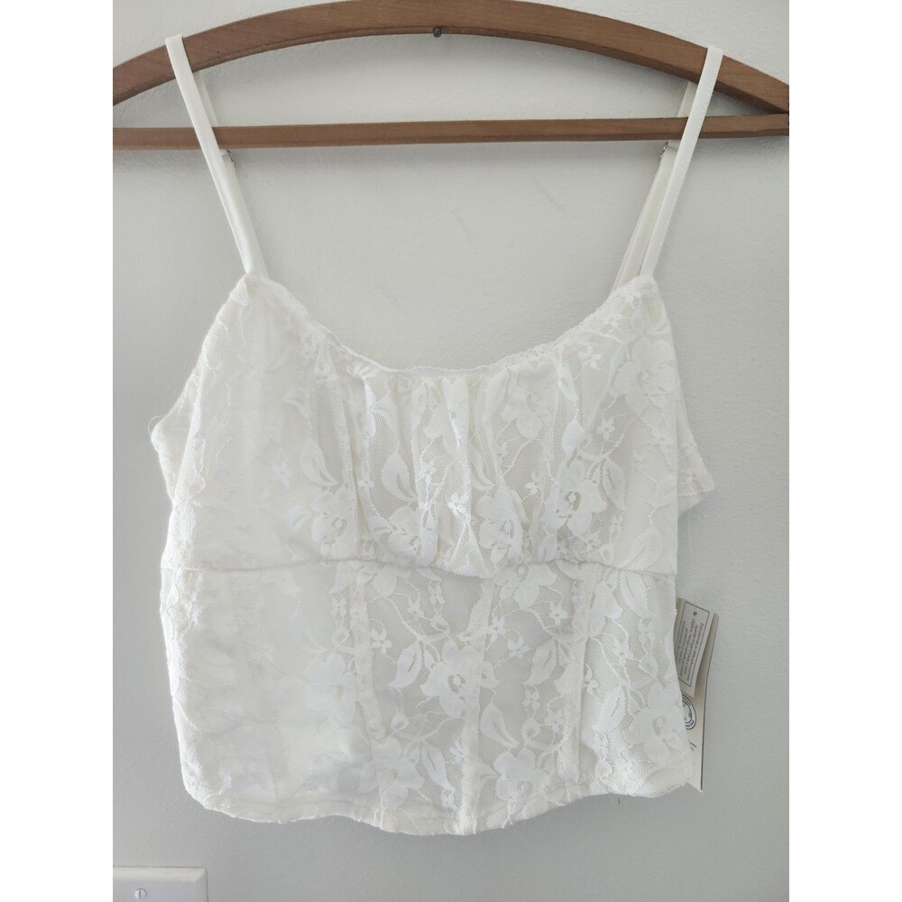 No Boundaries White Floral Lace Cami Spagetti Adjustable Straps Juniors S 4-6